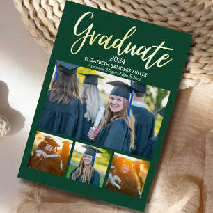 Green and Gold Script photos collage for graduated