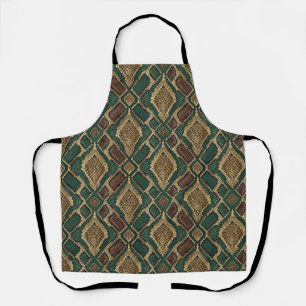 Green and Gold Snake Skin Pattern - Animal Print Apron