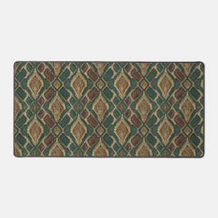 Green and Gold Snake Skin Pattern - Animal Print Desk Mat