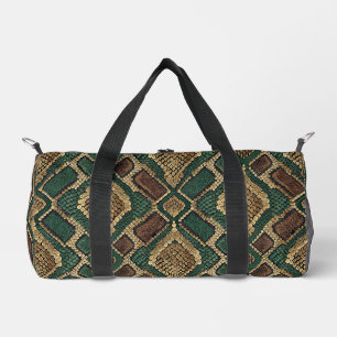 Green and Gold Snake Skin Pattern - Animal Print Duffle Bag