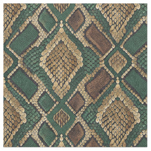 Green and Gold Snake Skin Pattern - Animal Print Fabric