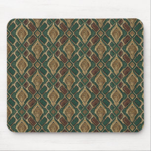 Green and Gold Snake Skin Pattern - Animal Print Mouse Mat