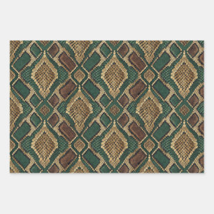 Green and Gold Snake Skin Pattern - Animal Print Wrapping Paper Sheet