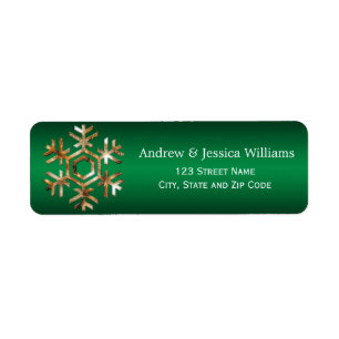 Green and Gold Snowflake Address Labels