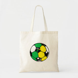 Green and gold soccer ball tote bag