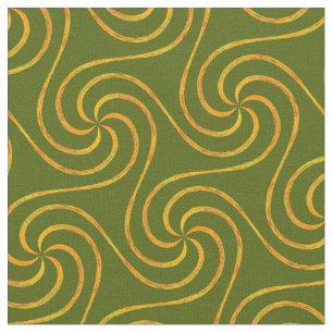 Green and Gold Spirals Pattern Elegant Seamless Fabric