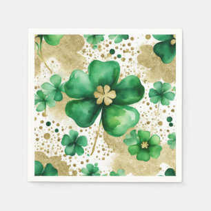 Green and Gold St Patrick's Day Shamrock Napkin