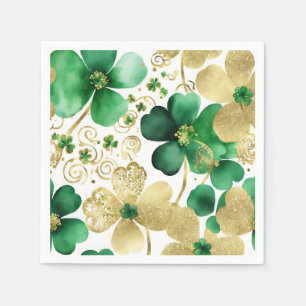 Green and Gold St Patrick's Day Shamrock Napkin