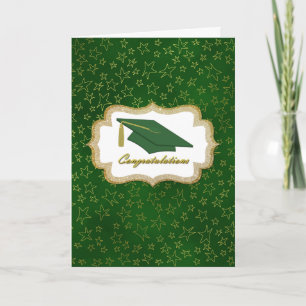 Green and Gold Stars Graduation Card