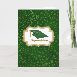 Green and Gold Stars Graduation Card