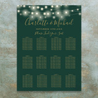 Green And Gold String Lights Wedding Seating Chart