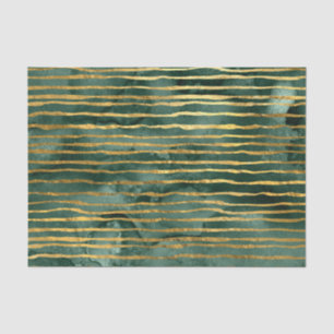 Green and Gold Striped Pattern Tissue Paper