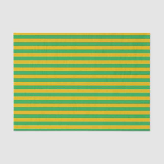 Green and Gold Stripes Tissue Paper (Front)