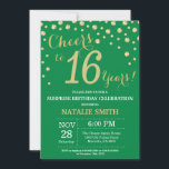 Green and Gold Surprise 16th Birthday Diamond Invitation<br><div class="desc">Surprise 16th Birthday Invitation with Green and Gold Glitter Diamond Background. Gold Confetti. Kids Birthday. Teen Teenage Boy or Girl Birthday. For further customisation,  please click the "Customise it" button and use our design tool to modify this template.</div>