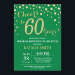 Green and Gold Surprise 60th Birthday Diamond Invitation<br><div class="desc">Surprise 60th Birthday Invitation with Green and Gold Glitter Diamond Background. Gold Confetti. Adult Birthday. Male Men or Women Birthday. For further customisation,  please click the "Customise it" button and use our design tool to modify this template.</div>