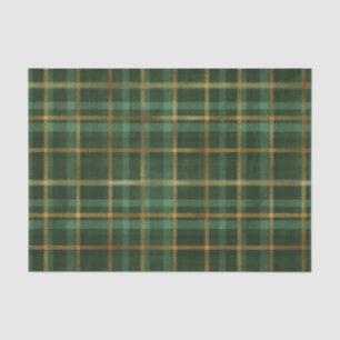 Green and Gold Tartan Plaid Tissue Paper