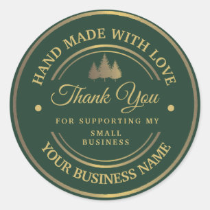 Green and gold thank you classic round sticker