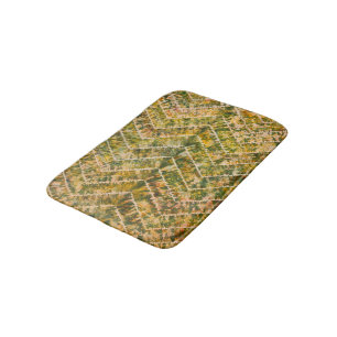 Green and Gold Tie Dye Chevron Pattern Bath Mat