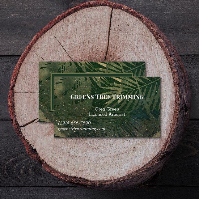 Green and Gold Tree Trimming Business Card (Creator Uploaded)