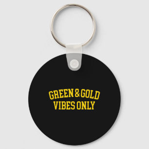 Green And Gold Vibes Only High School Football Tea Key Ring