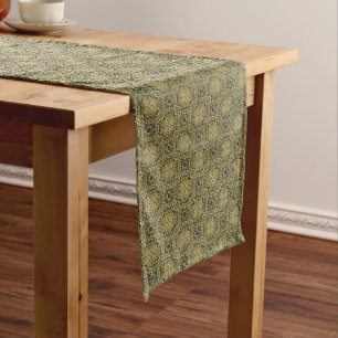 Green, and Gold Vintage Knit Pattern Long Table Runner