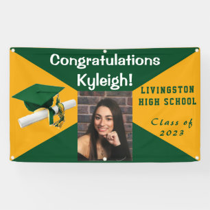 Green and Gold Vinyl Graduation Photo Banner