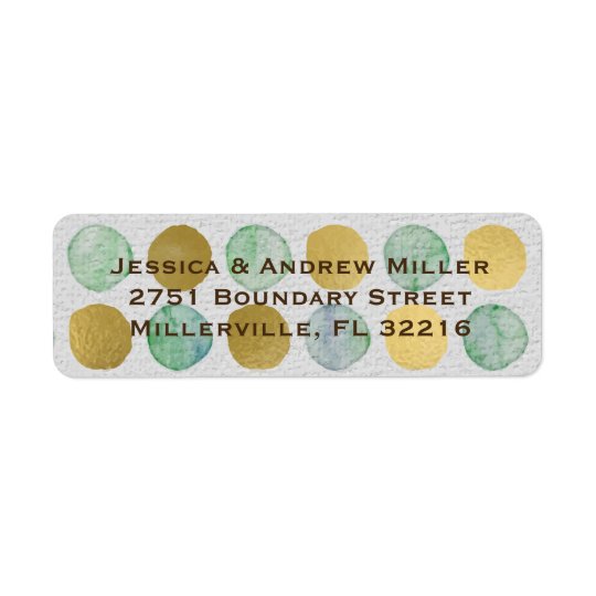 Green and Gold Watercolor Dots Return Address Return Address Label
