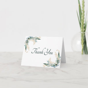 Green and gold watercolor Eucalyptus Thank You Car Card