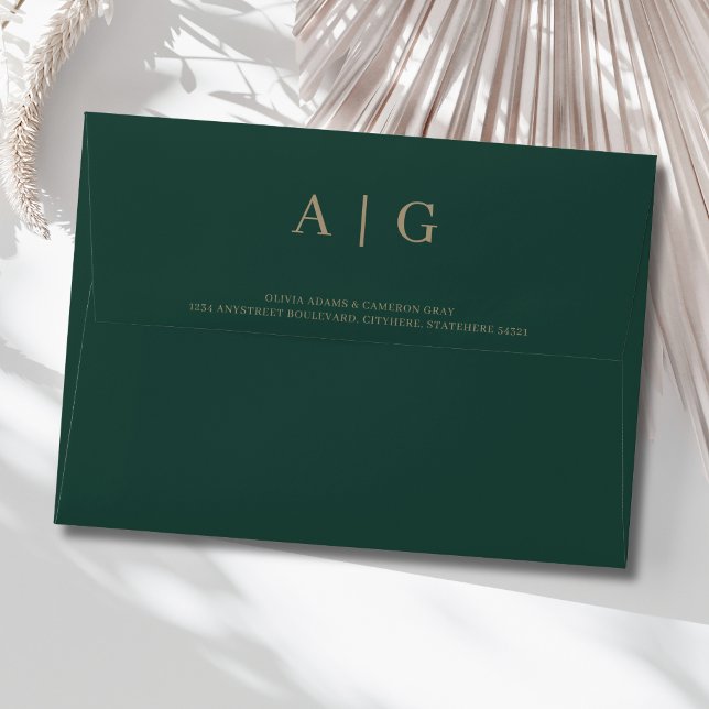 Green and Gold Wedding 5x7 Envelope (Green and Gold Wedding Envelope)
