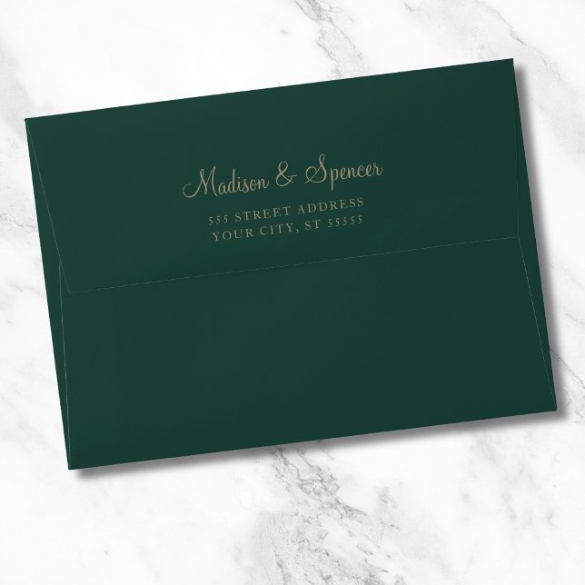Green and Gold Wedding 5x7 Envelope (Green and Gold Wedding Envelope)