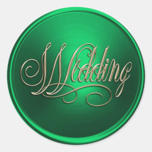 Green and Gold Wedding Envelope Seal