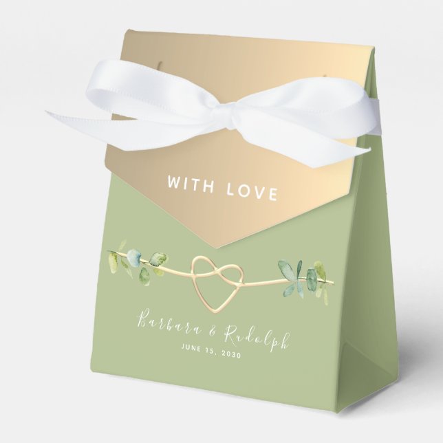 Green and Gold Wedding Favour Box (Front Side)