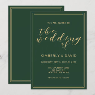 Green and Gold  Wedding Invitation