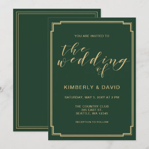 Green and Gold  Wedding Invitation