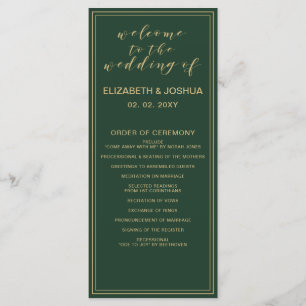 Green and Gold Wedding programs Programme