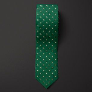 Green and Gold Wrench Pattern Tie