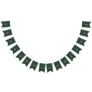 Green and Golden Bunting Banner for Personalized 