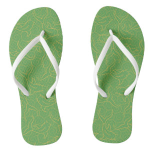 Green and Golden Koi Fish Pattern Design  Flip Flops