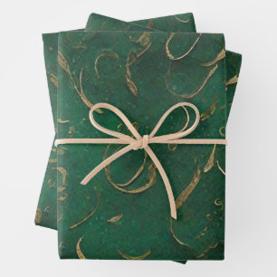 Green and Golden  Wrapping Paper Sheet