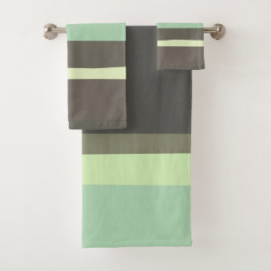 green and gray Abstract Stripes Bath Towel Set