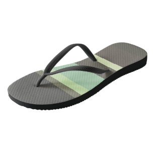 green and grey Abstract Stripes Flip Flops