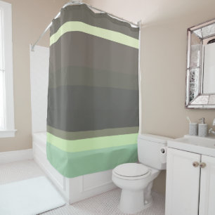 green and grey Abstract Stripes Shower Curtain