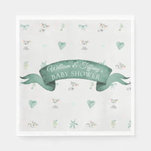 Green and Grey Baby Koala Baby Shower Napkin