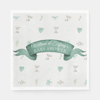 Green and Grey Baby Koala Baby Shower Napkin
