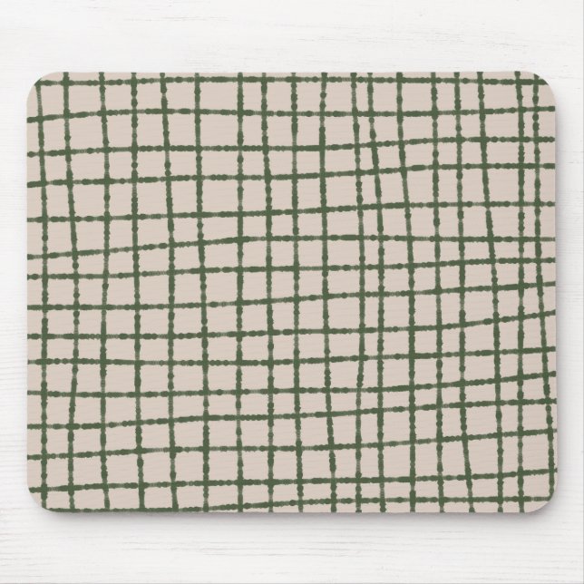 Green and Grey Check Pattern Modern and Minimal Mouse Mat (Front)