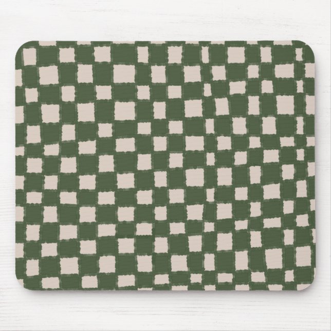 Green and Grey Chequerboard Pattern Stylish  Mouse Mat (Front)