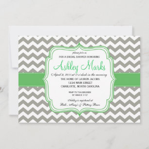 Green and Grey Chevron Invitation