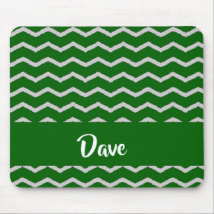 Green and grey chevron pattern mouse mat