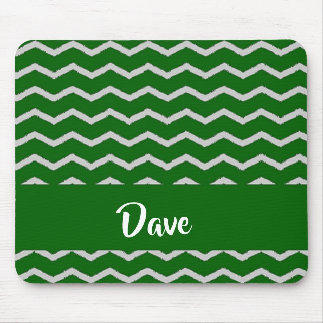 Green and grey chevron pattern mouse mat (Front)