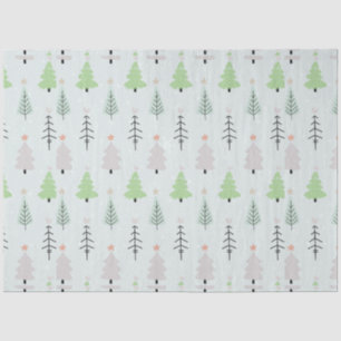 Green and Grey Christmas Trees Stars Christmas Tissue Paper